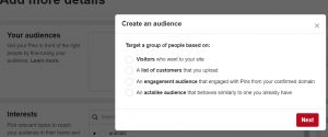 Pinterest - Create an Audience