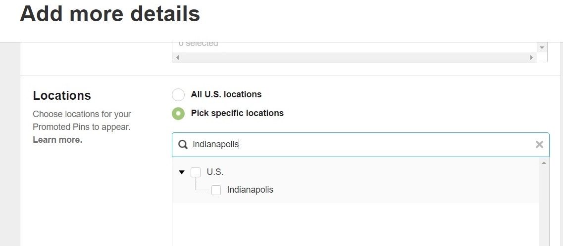 Pinterest - Locations Specific